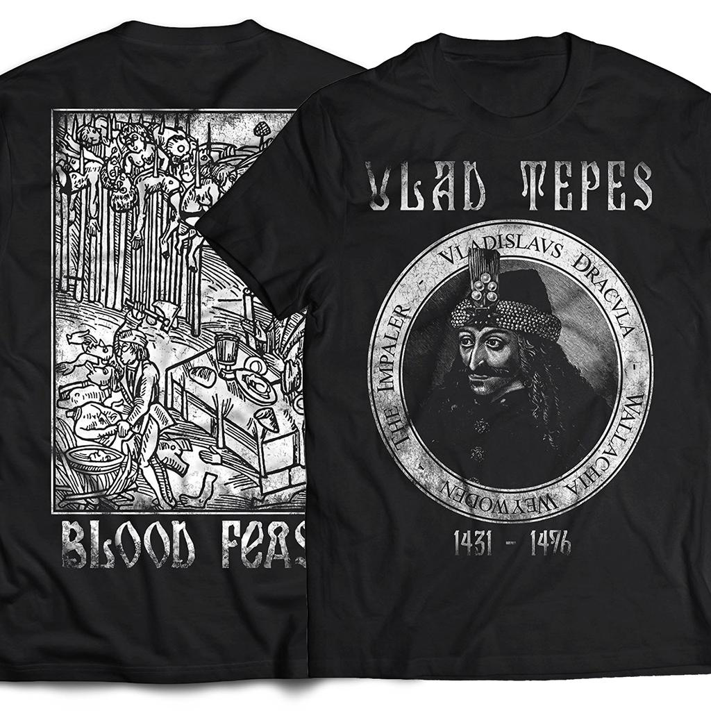 Blutfest Vlad Dracula Vampir. Vlad der Pfähler T-Shirt. Neues Kurzarm-O-Neck-T-Shirt aus 100% Baumwolle, Freizeitkleidung, Herrenoberteil