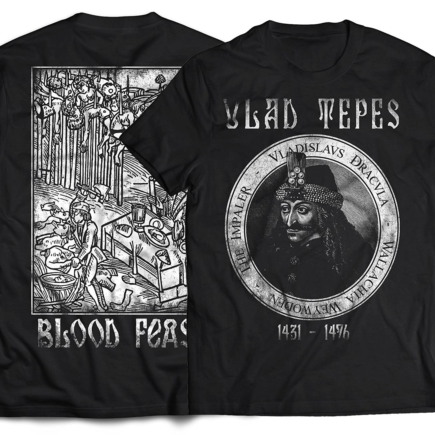 

Blood Feast Vlad Dracula Vampire. Vlad The Impaler T Shirt. New Cotton Short Sleeve O-Neck T-shirt Casual Clothing Mens Top 4XL