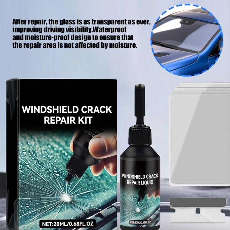 Windshield Crack Repair Kit Professional 0.05mm Tool Restores Structural Integrity Includes Cleaning Fluid And UV Shield