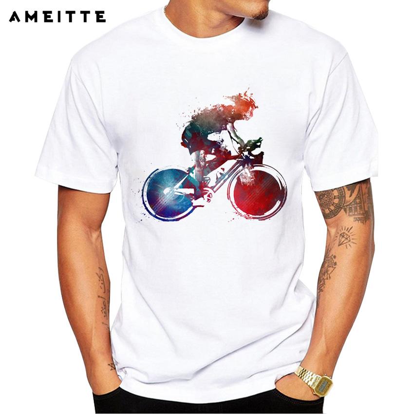 Men T-shirt Cyclist Print Graphic Summer T-shirt fashion comfortable soft Casual Sport Loose Short Sleeve pure cotton T-shirt