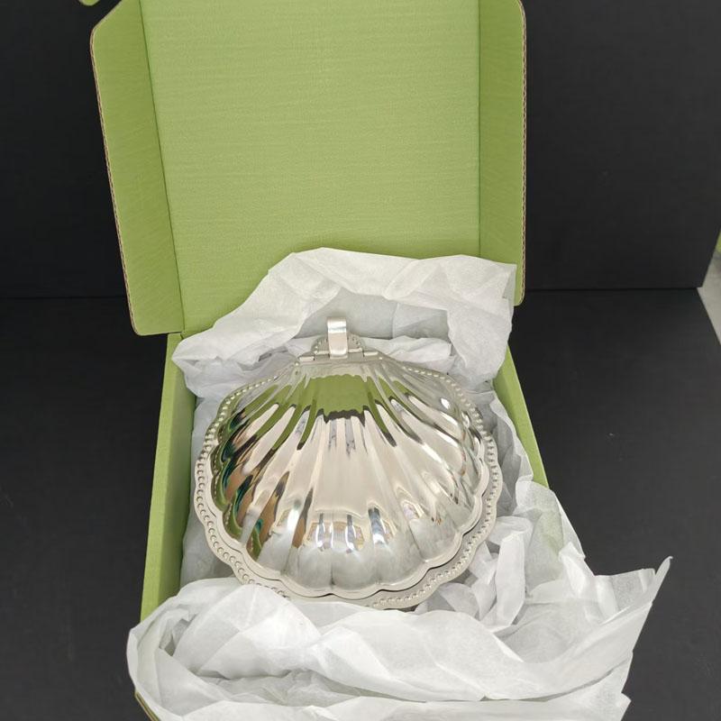 Luxurious French Retro 304 Stainless Steel Shell Butter Box Jewelry Storage Box Antique Food Box