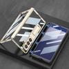 Magnetic Hinge Plating Clear Case for Samsung Galaxy Z Fold 7 Front Screen Glass Protective Stand Cover for Galaxy Z Fold7 Case