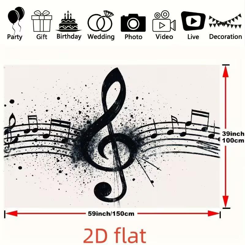 2D Abstract Music Art Tapestry, Treble Clef and Staff Design
