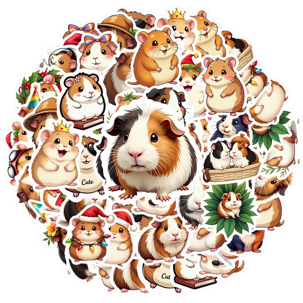 35pcs Hamster Stickers Laptop Scrapbook Decoration Graffiti Decals Skateboard Laptop Waterproof Sticker Pack Stationery