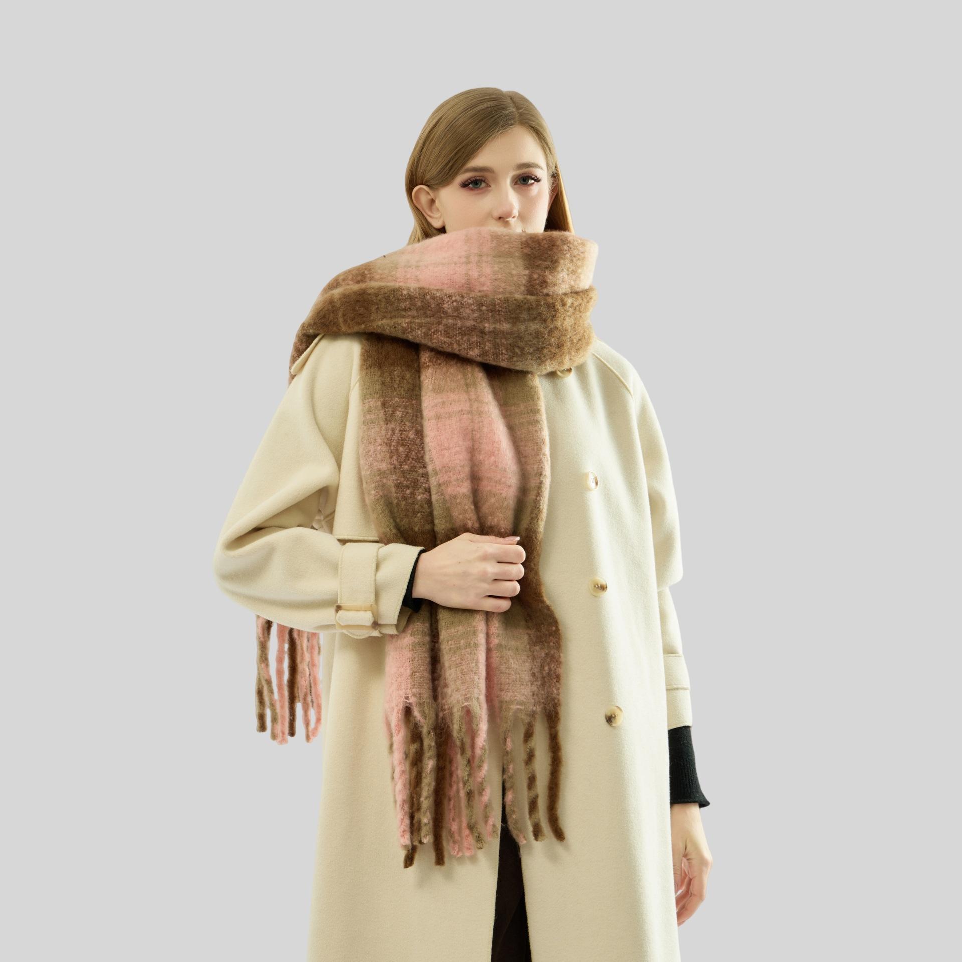 

New loop yarn thick braided scarf women s winter thickened warm mohair scarf high-end versatile scarf 48*215