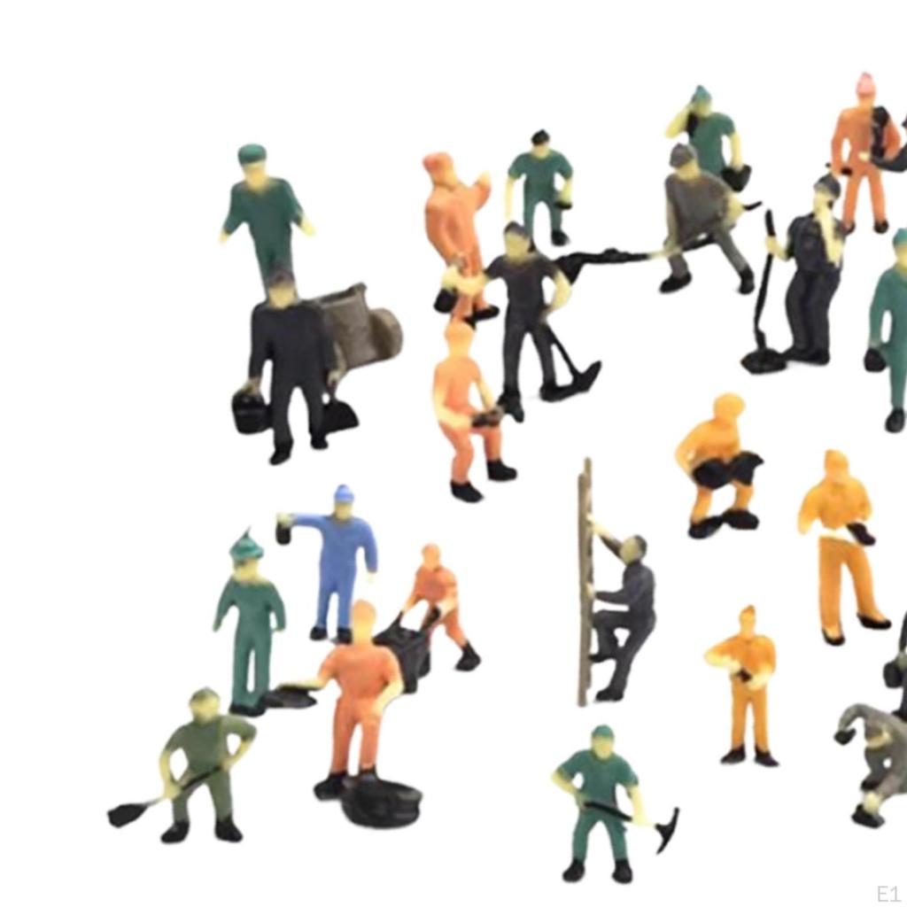 27x 1/87 Railway Worker Miniature Figures Scene Props Collectible Desktop Ornament Hand Painted for
