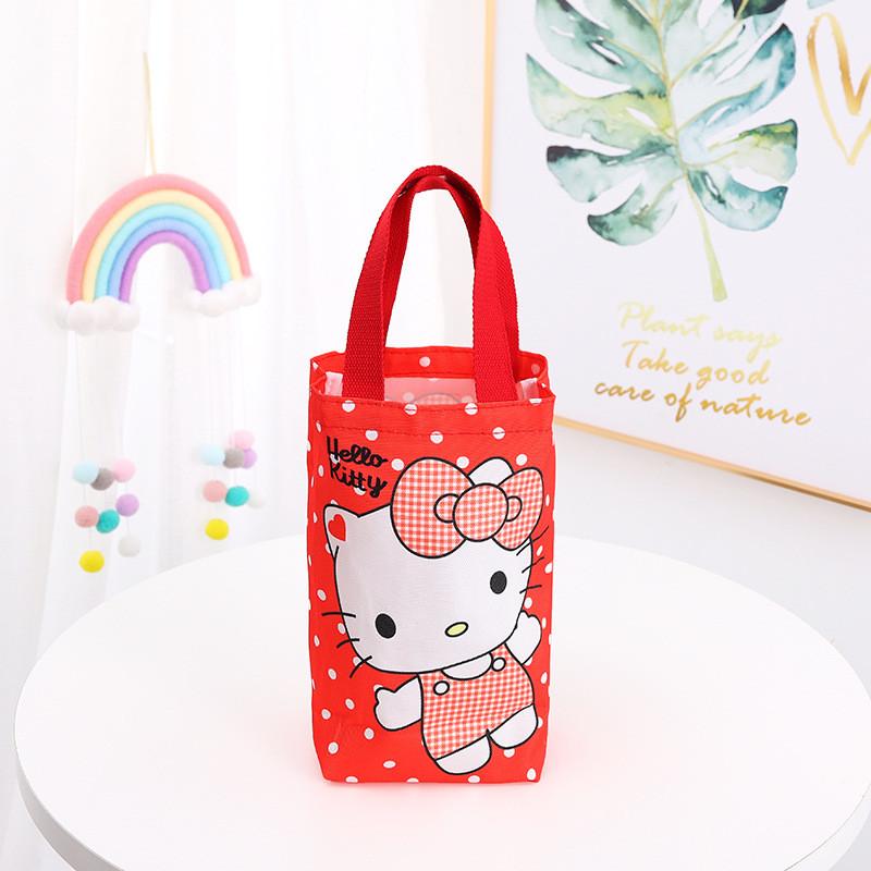 

Hello Kitty Bowknot Canvas Insulated Bottle Holder With Handle For Travel And Storage ButterflyKnot KT,Small