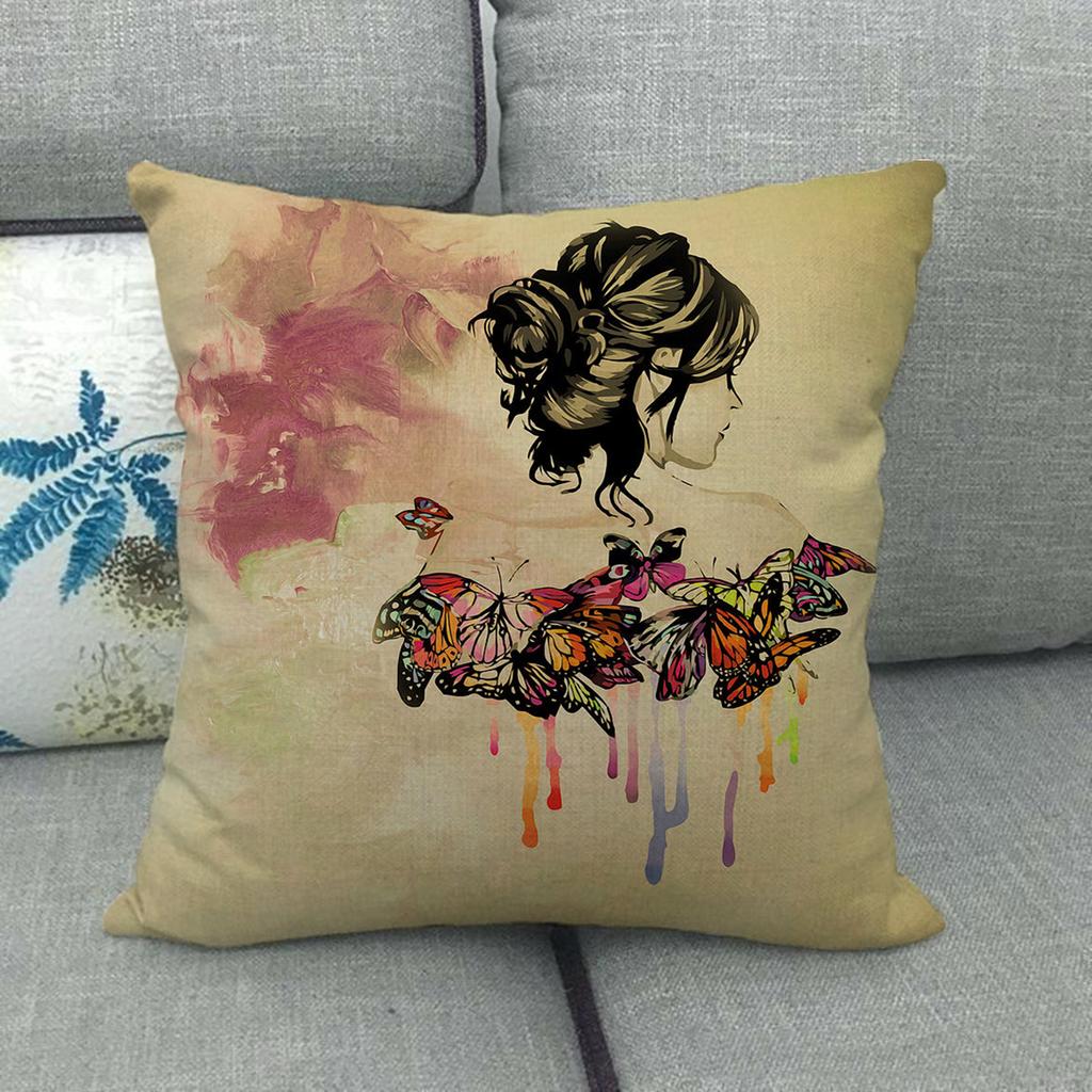 Butterfly Colorful Cartoon Insect Animal Digital Printing Short Plush Pillow Covers For Car Sofa Office Cushion Cover Home Goods