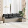 vidaXL 5-piece Garden Sofa Set with Light Grey Poly Rattan Cushions 3360293