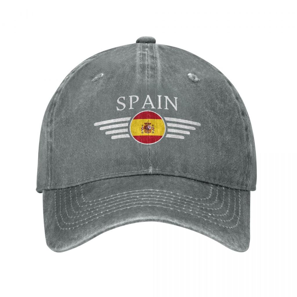 ESPANA Flaga Hiszpanii Wysokiej klasy Unisex Damska Czapka z Daszkiem Zniszczone Dżinsowe Czapki Kapelusz Vintage Outdoorowe Treningi Nakrycia Głowy