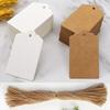 50PCS Kraft Paper Gift Tags with Strings White Cardboard for Wedding Birthday Christmas Party Cookie Packaging Supplies