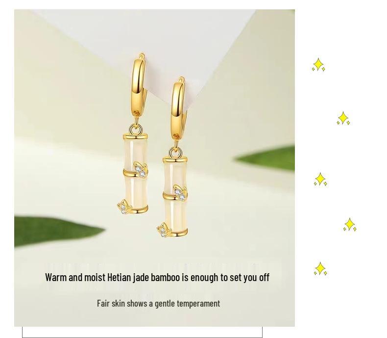 Elegant Bamboo Joint Cat's Eye Earrings: Chic, Versatile Design for Women