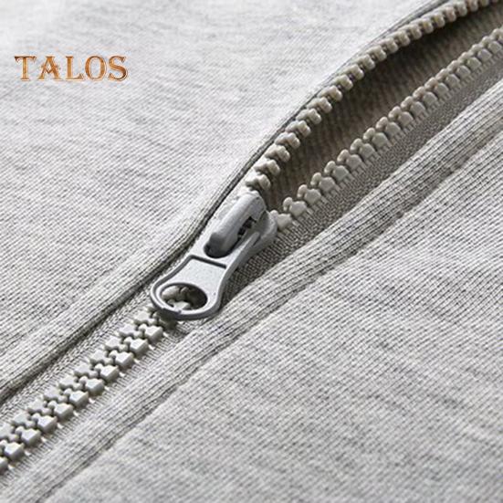 Spring Auutmn Men Coat Hooded Drawstring Zipper Closure Solid Color Elastic Cuffs Loose Sport Coat Thick Plush Outerwear for Various Occasions