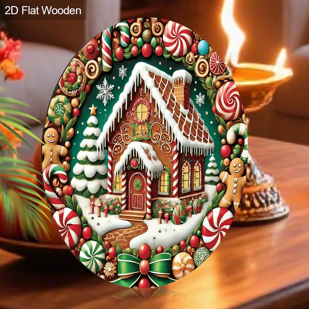 Weihnachts-Holzschild mit Schneehäuschen-Muster - Navidad-Schild für Haustür, Hof, Balkondeko - Ideale Weihnachtsdekoration