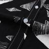 Men's Summer Casual Loose Resort Geometric Print Short Sleeve Top Beach Lapel Shirt