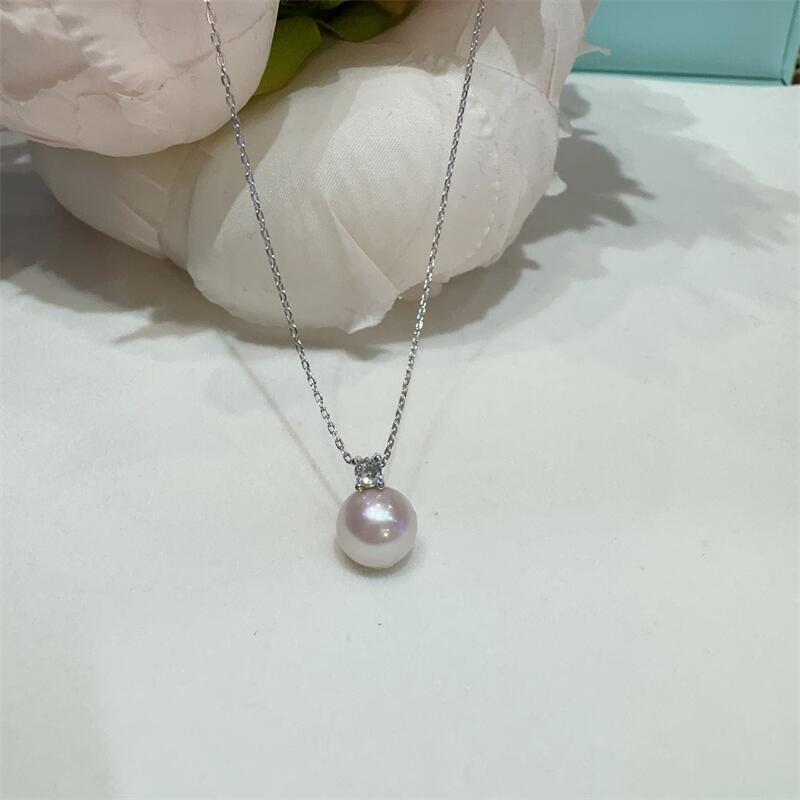 Natural Freshwater Pearl Necklace Women's Summer S911 Sterling Silver Simple Princess Diana Pendant Light Luxury Premium Clavicle Chain