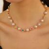 Luxury Flowers Beads Choker Necklace Rhinestone Shinny Colorful Choker  for Women