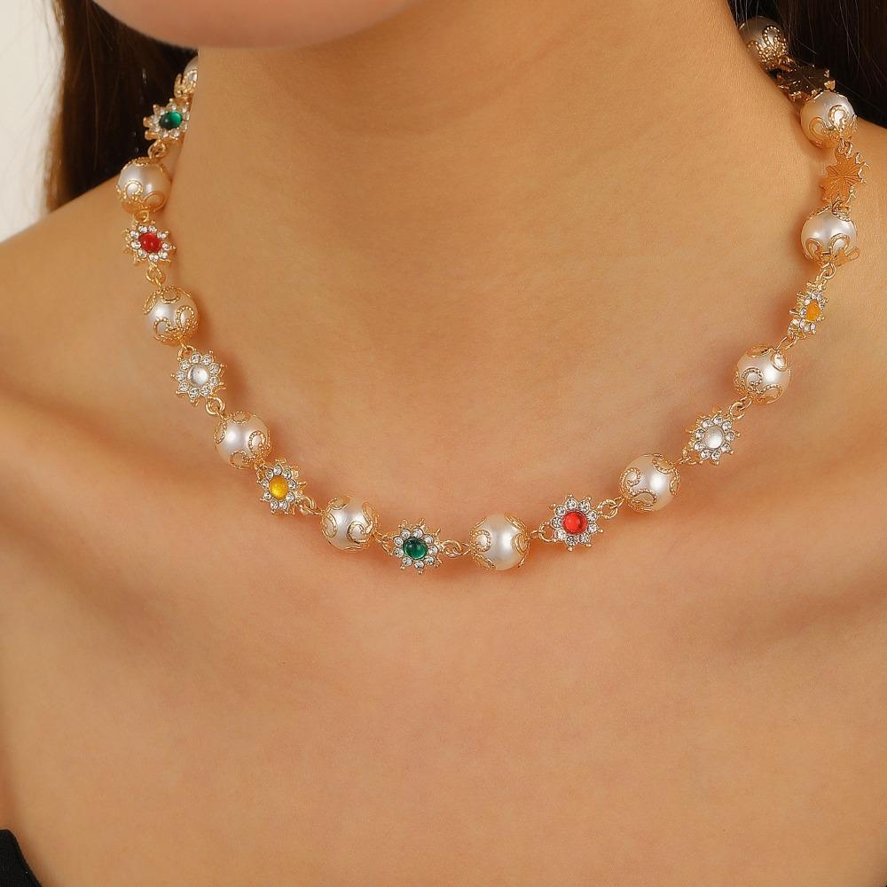 Bijoux Chaîne Clavicule Strass Perle d'Imitation Ras du Cou Brillant Coloré Mariée