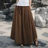 Women Vintage Wide Leg Pants Solid Color Summer Button Fly Trousers Loose Female High Waist Pants