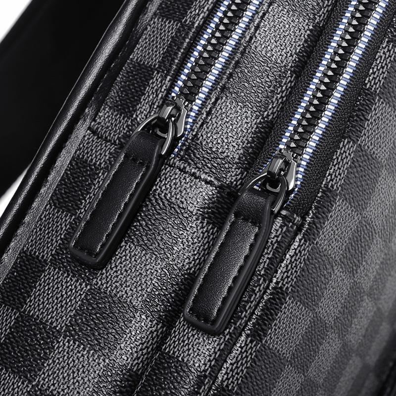 ChuongKaiye genuine breast bag men's business messenger bag trendy shoulder bag large capacity casual satchel plaid