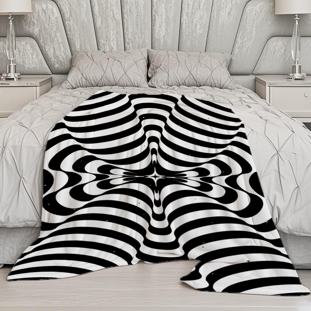 Abstract Pattern Blanket Microfiber Flannel Cover Blanket Bedroom Living Room Sofa Soft And Comfortable Home Decoration