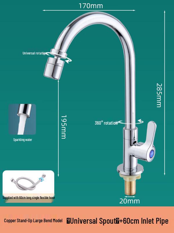 ZISIZ Wall-Mounted Single Cold Kitchen Faucet