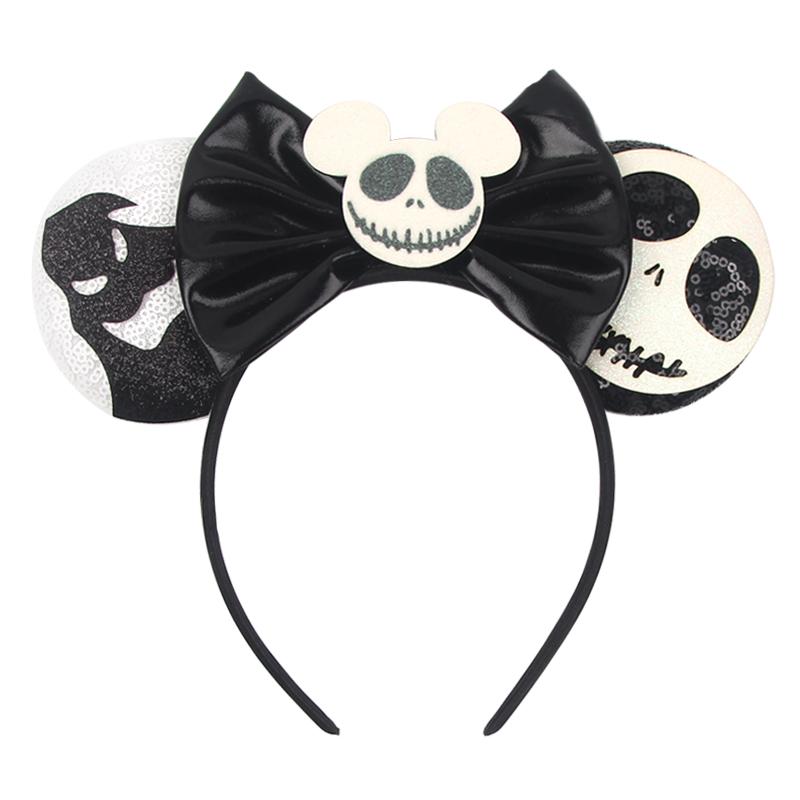 Disney Mickey 3.3"Velvet Ears Headband For Girls Soft Bow Hairband Halloween Festival Party Christmas DIY Hair Accessories