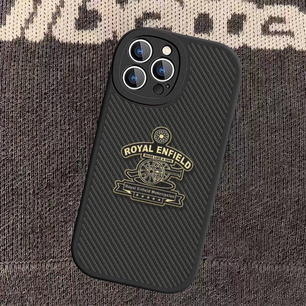 R-ROYALS E-ENFIELDS Logo Leather Phone Case For iphone 16 15 14 Plus 13 12 11 Pro Max Case