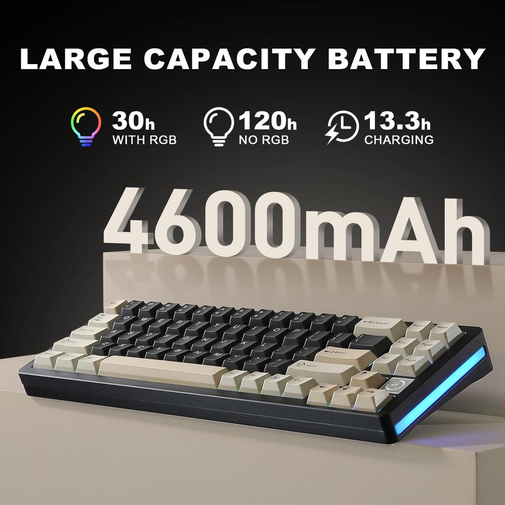 YUNZII AL71 Gaming Full Aluminum Mechanical NKRO Wireless RGB for Technical Standards Compliance Certified Crystal White 68% Keyboard, CNC, Hot-Swap,