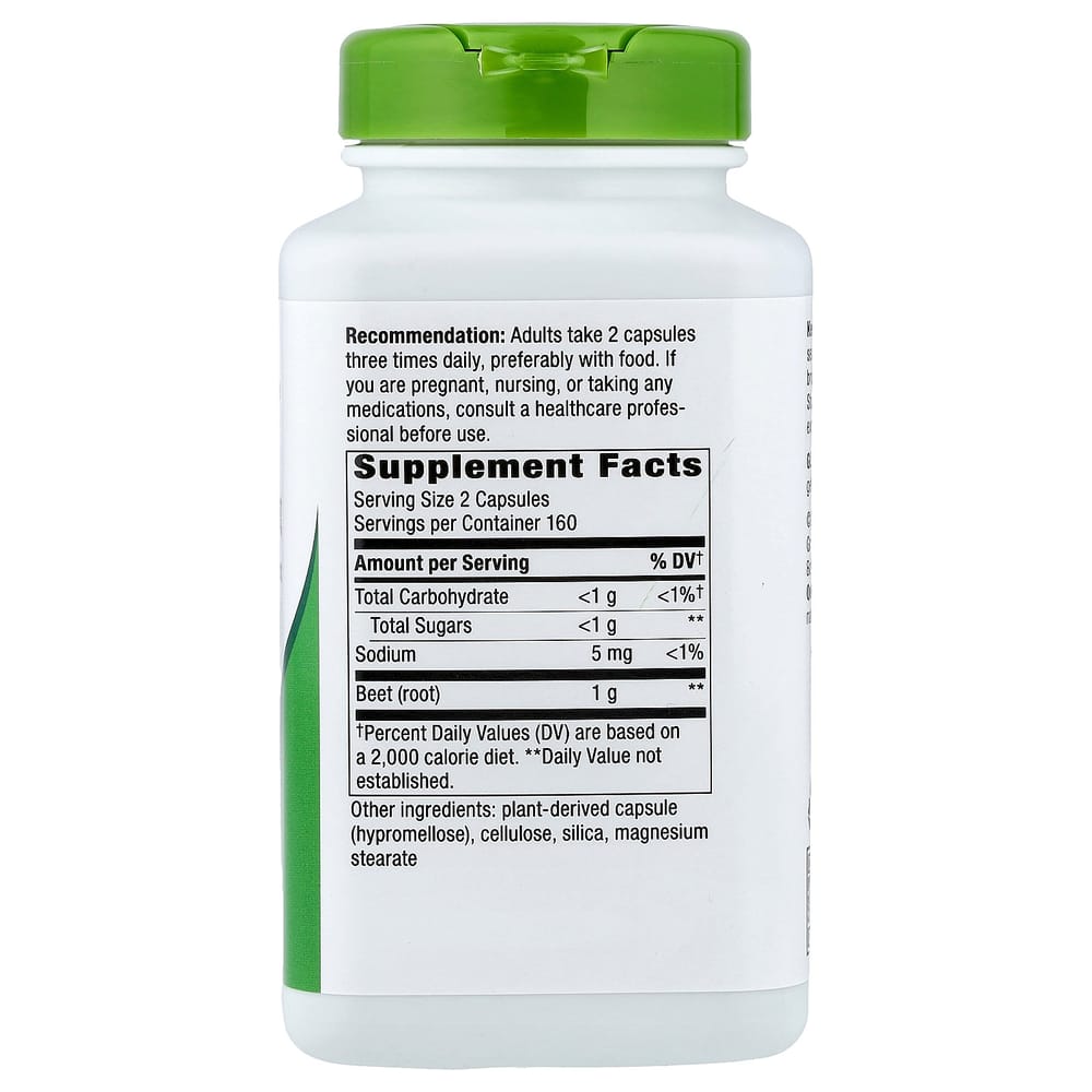 Nature's Way Beet Root 1000mg Veggie Capsules, 320 Count (500mg per Capsule)