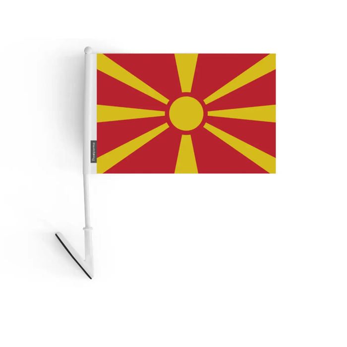 Drapeau adhésif - Macédoine du Nord - 14 x 21 cm - 5 pièces - Polyester - Léger et robuste