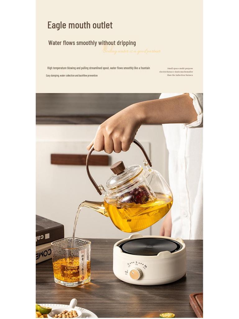 Round Lattice Multifunctional Electric Ceramic Tea Maker Set