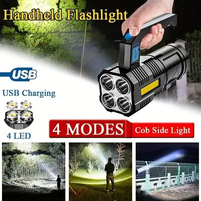 LED Taschenlampe Camping Ultrahelle Taschenlampe Fluglampe USB Wiederaufladbar Hohe Leistung LED Taschenlampen Quad-Core Leistungsstarke Taschenlampe