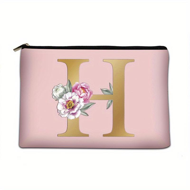 Flower  Letter Print Zipper Storage Bag  Lightweight Versatile Pouch Trendy Clutch Bag