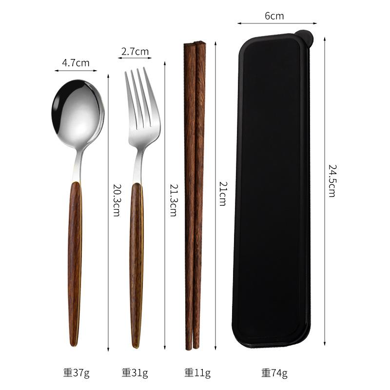 3-teiliges tragbares Besteckset aus Edelstahl, Löffel, Gabel, Stäbchen, für Studenten, Reisen, koreanisches tragbares Besteckset, Küchenzubehör