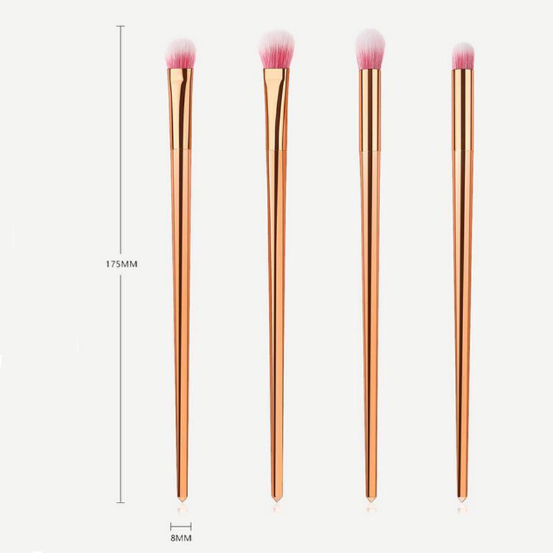 New 4 Rose Gold Eyeshadow Brush Set Plastic Handle Eye Makeup Brush Set Brush Portable Makeup Tool