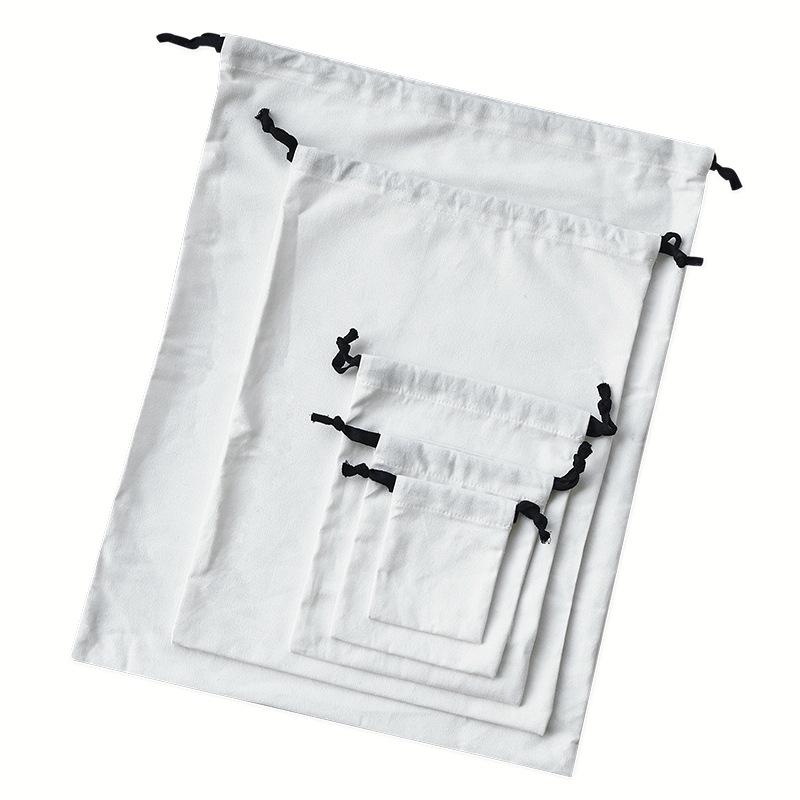 

Custom Logo Cotton Canvas Drawstring Bag: Small Jewelry Storage or Large Dustproof Bag White; W9*H11 cm