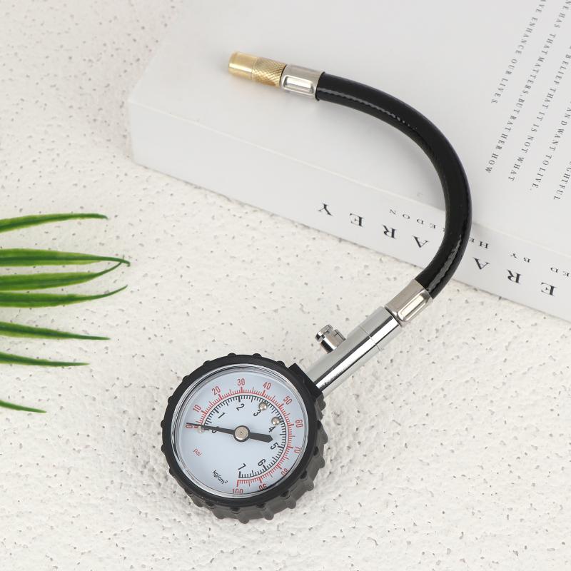 High Precision 100Psi Car Tyre Pressure Gauge Long Hose Tire Meter Detector For Auto Motorcycle Truck Tire Air Pressure Tester