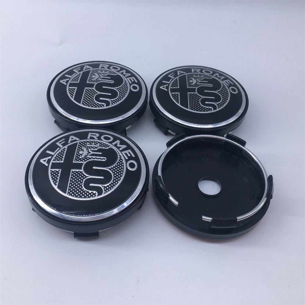 4PCS 60mm For Alfa Romeo Black caps 030 Stelvio Sportiva GT 159 166 147 156 Mito Metal Emblem Auto Hub caps Decoration Styling