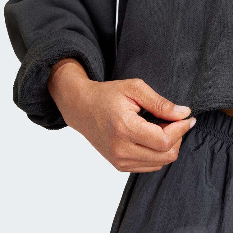 Adidas Originals Cropped Hoodie With Letter Logo Print Women Hoodies Black IT9772