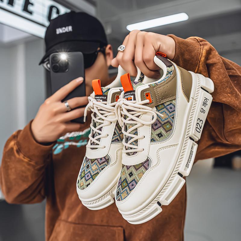 

Мужские повседневные модные кроссовки для скейтбординга на четыре сезона, удобные для студентов, трендовые кроссовки для мальчиков с мягкой подошвой, дышащая обувь 44 бежевый/хаки