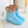 Fashion Rain Shoes Women's Non-slip Rain Boots Adult Water Boots Medium Tube Transparent Water Shoes Women's Warm Velvet Rubber Shoes Overshoes Winter