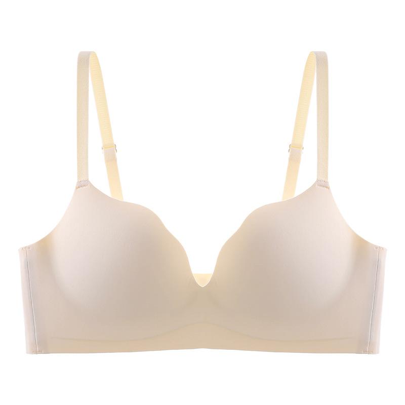 Light Yellow Seamless Push Up Bra with Scalloped Edge Cups S белый