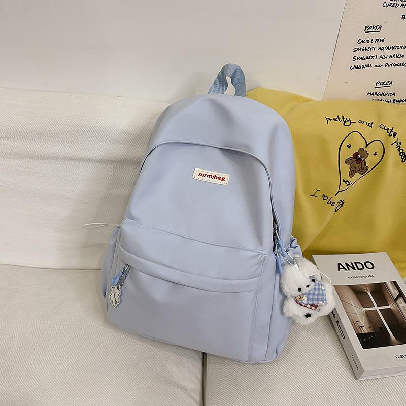 Simple Solid Color Schoolbag Female College Student High Value Fashion Computer Travel Backpack Lightweight Junior High School Student Backpack