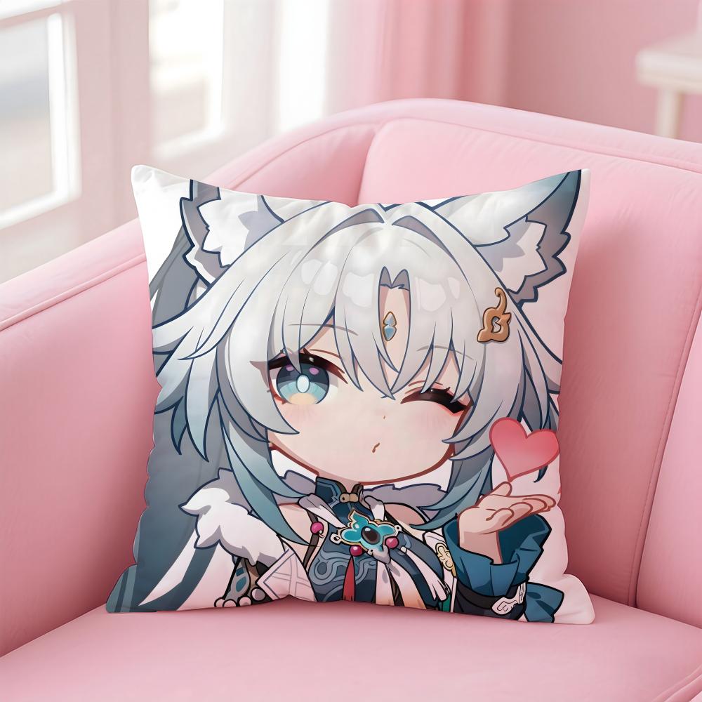 

FFeixiao HHonkai Star Rail Cushion Cover Pillow Case Soft Friendly Fabric Concealed Zipper 30X30cm