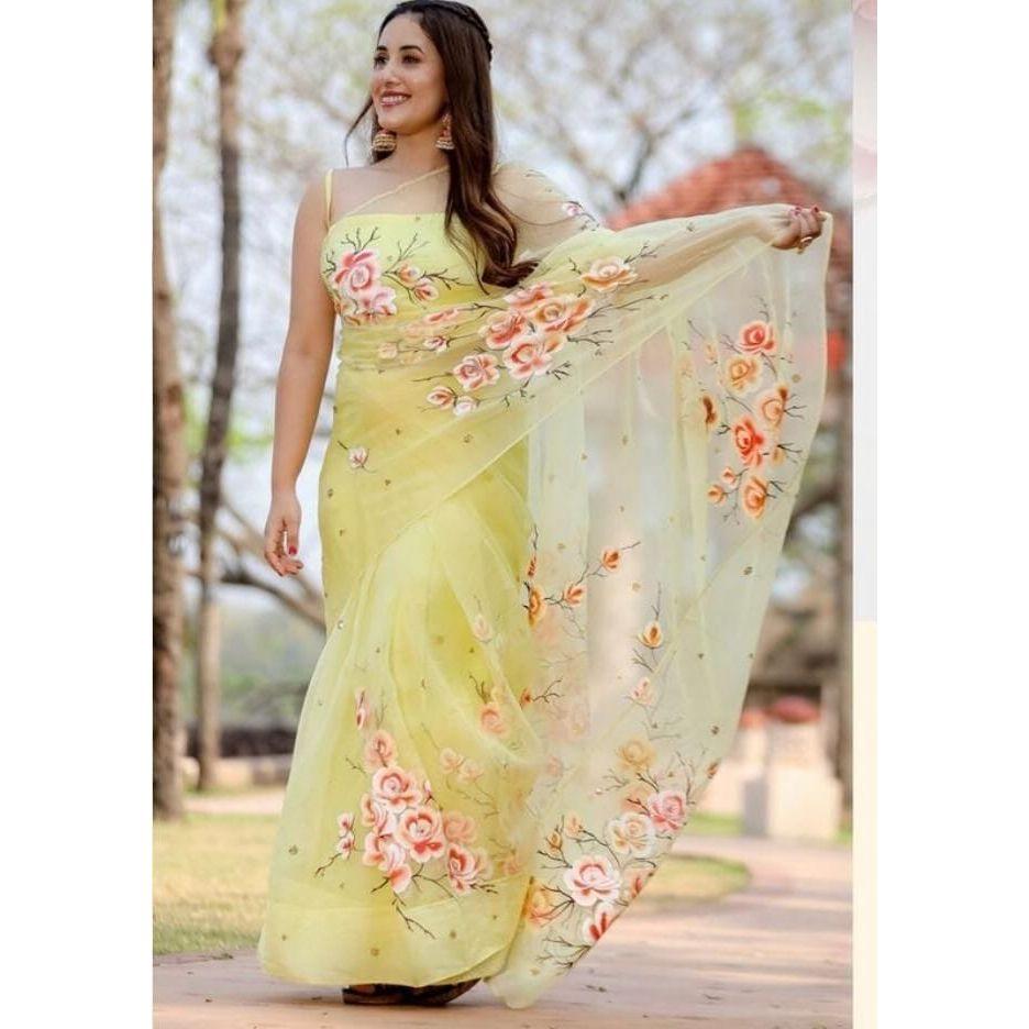 Stylish Casual Wear & Office Wear Saree for Women, Blouse (Need To Be Stitched As Per Size And Fit)