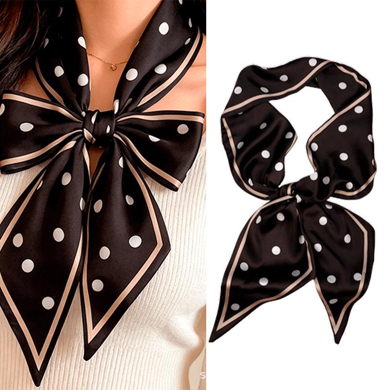 Elegant Satin Chiffon Plaid Stripe Scarf: Versatile Accessory for Clothes & Pants