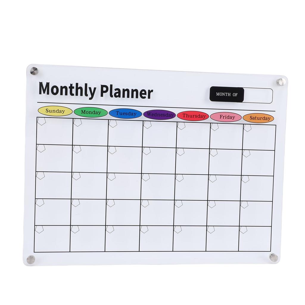 Dry Erase Calendar Transparent Acrylic Magnetic Monthly Planning Board for Fridge Kitchen