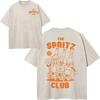 Cotton Vintage Washed Aperol Spritz Club Tshirt New Fashion Men Casual Retro Lemon Cool Oversize Loose Acid Wash Tee Shirt