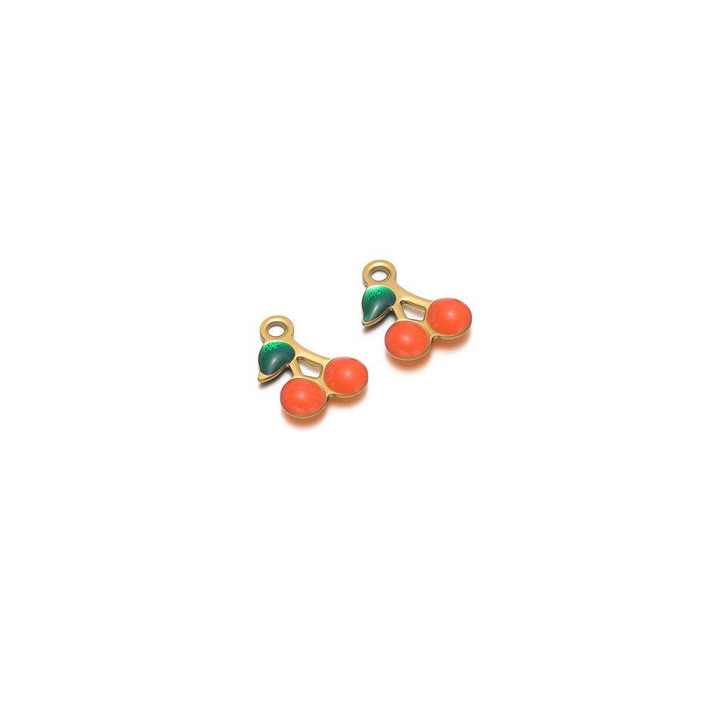 20Pcs Stainless Steel Small Enamel Cute Cherry Charms Jewelry for DIY Girls Necklace Women Pendant Bracelets Earrings Making